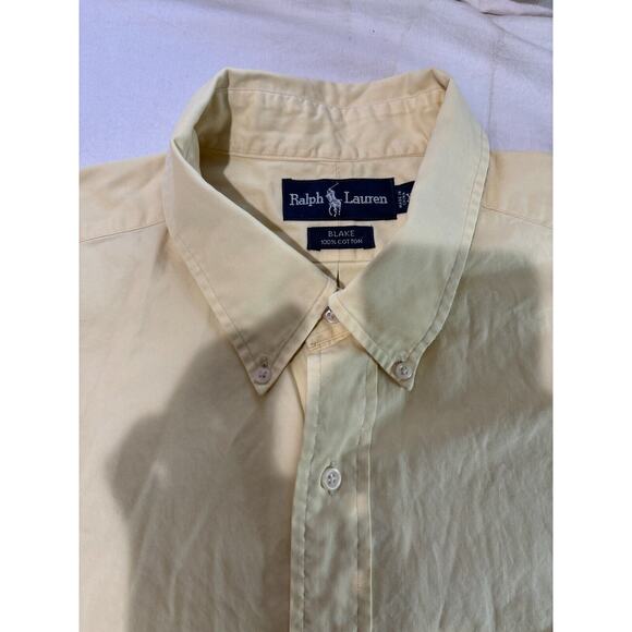 Ralph Lauren Button Down Shirt Yellow Men's Size XL Blue Pony - Picture 8 of 8